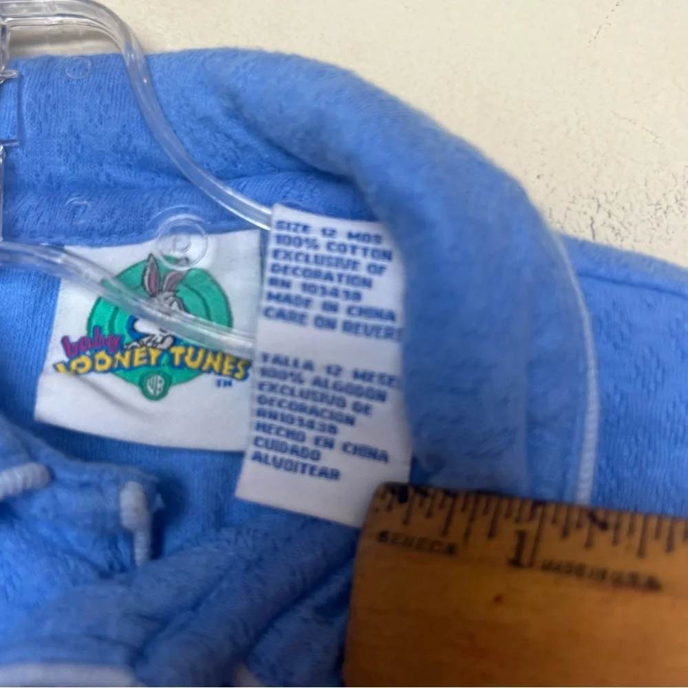 Vtg Baby Looney‎ Tunes PJ Top Button Up Infant Size 12M Taz 90s